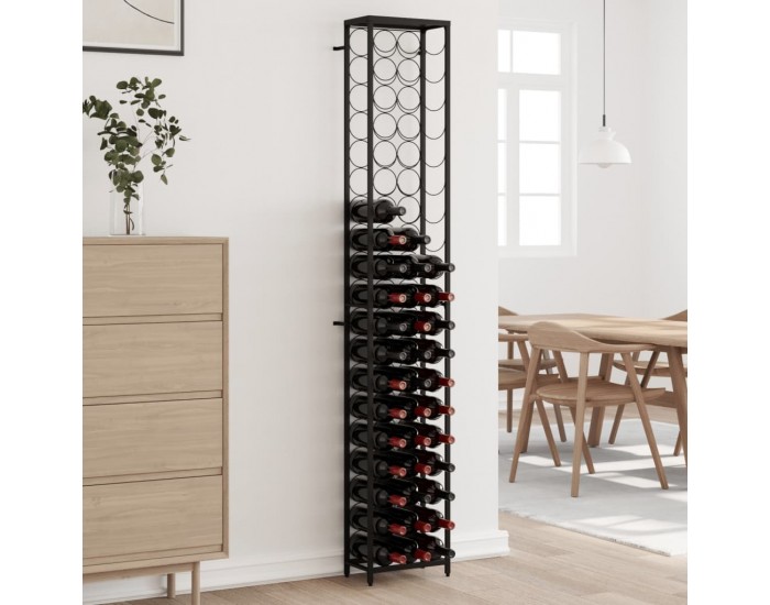 Sonata H Поставка за вино за 57 бутилки черна 34x18x200 см ковано желязо