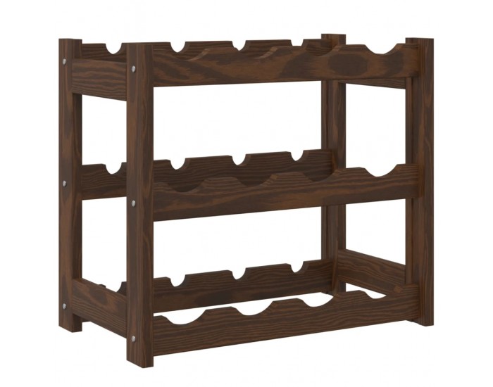 Sonata H Стойка за вино за 12 бутилки, кафява, бор масив