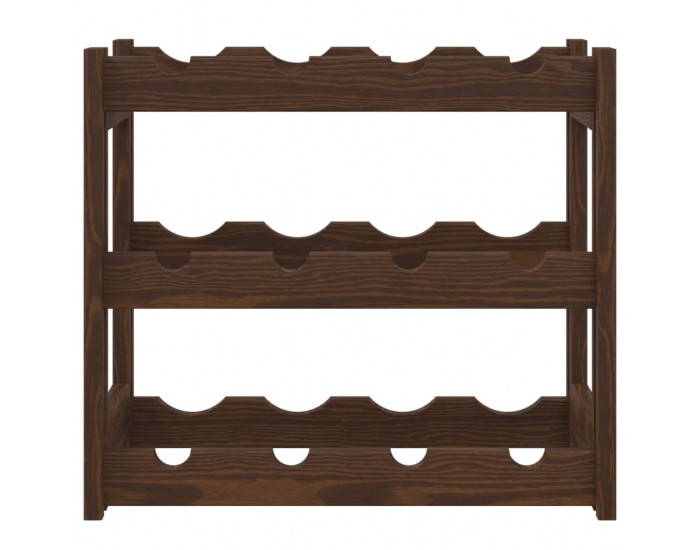 Sonata H Стойка за вино за 12 бутилки, кафява, бор масив