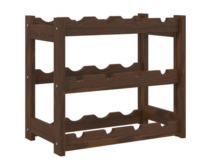 Sonata H Стойка за вино за 12 бутилки, кафява, бор масив