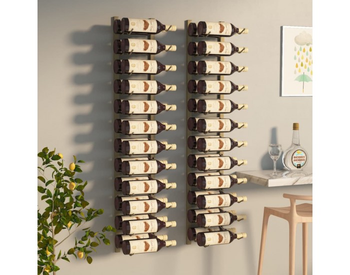 Sonata H Стойки за вино за 24 бутилки стенен монтаж 2 бр златисти желязо