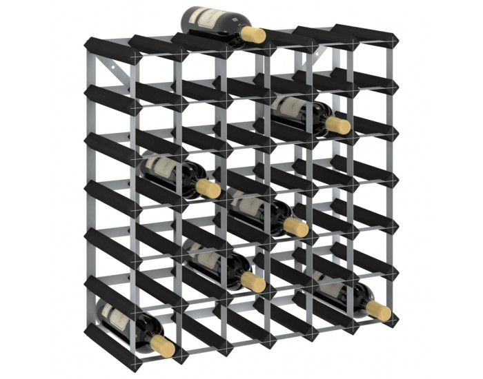 Sonata H Стойка за вино за 42 бутилки, черна, масивна борова дървесина