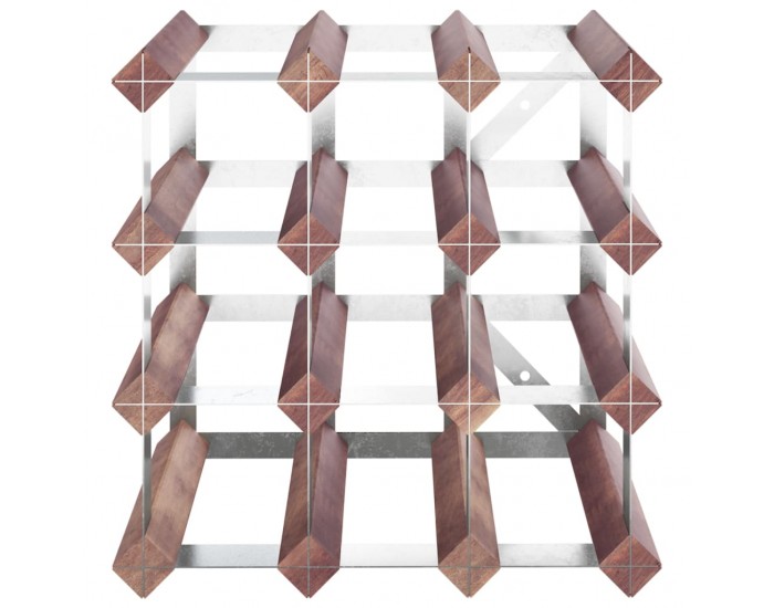 Sonata H Стойка за вино за 12 бутилки, кафява, бор масив