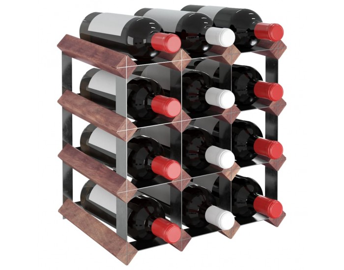 Sonata H Стойка за вино за 12 бутилки, кафява, бор масив