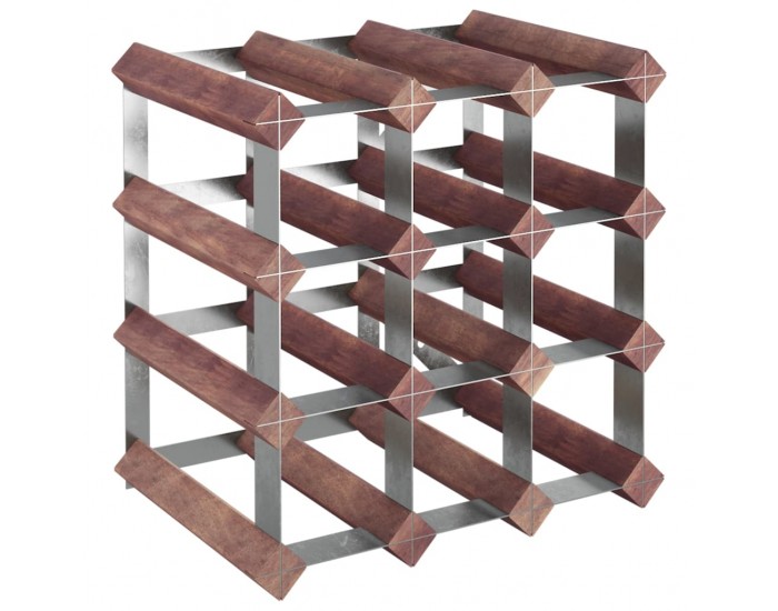 Sonata H Стойка за вино за 12 бутилки, кафява, бор масив