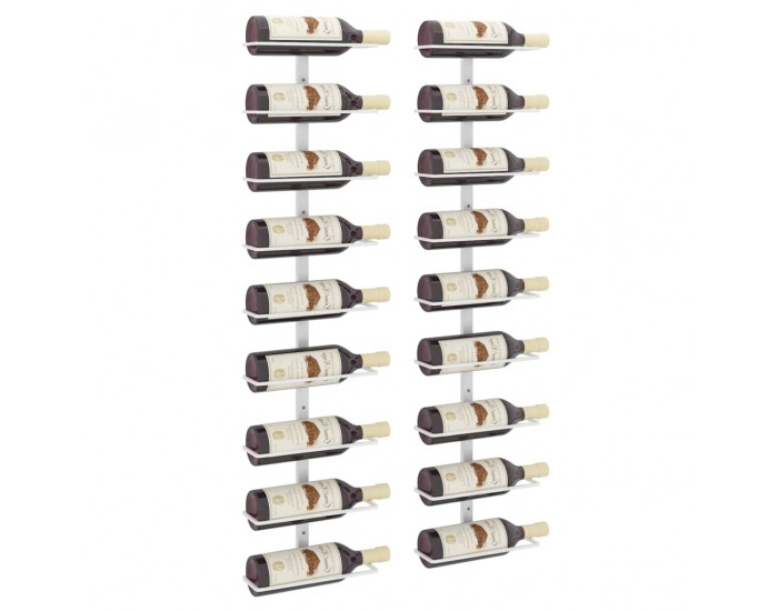 Sonata H Стойки за вино за 9 бутилки, стенен монтаж, 2 бр, бели, желязо