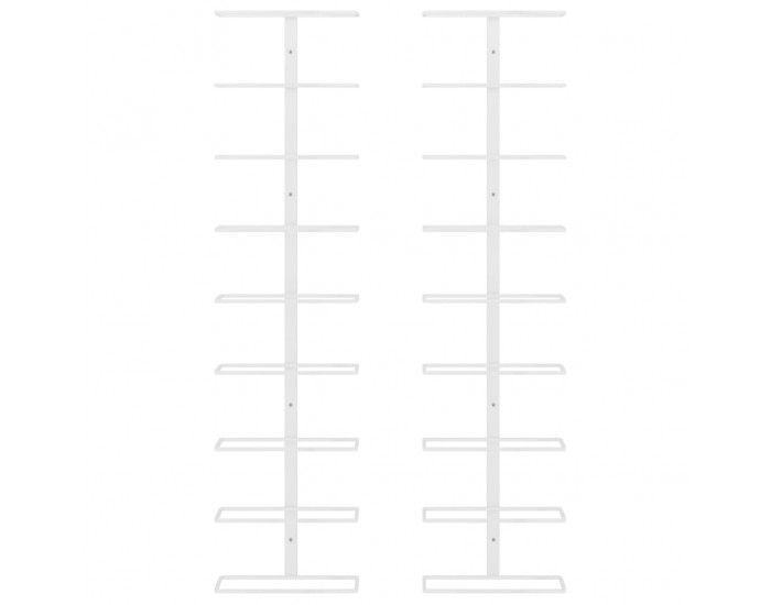 Sonata H Стойки за вино за 9 бутилки, стенен монтаж, 2 бр, бели, желязо