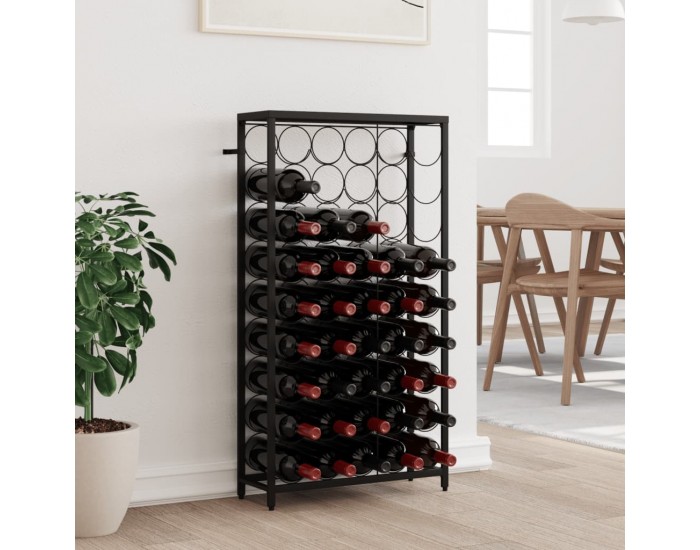 Sonata H Поставка за вино за 45 бутилки черна 54x18x100 см ковано желязо