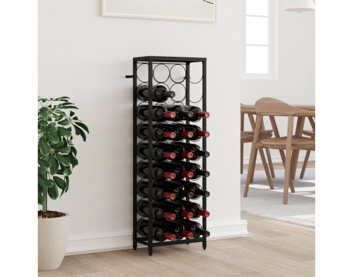 Sonata H Поставка за вино за 27 бутилки черна 34x18x100 см ковано желязо