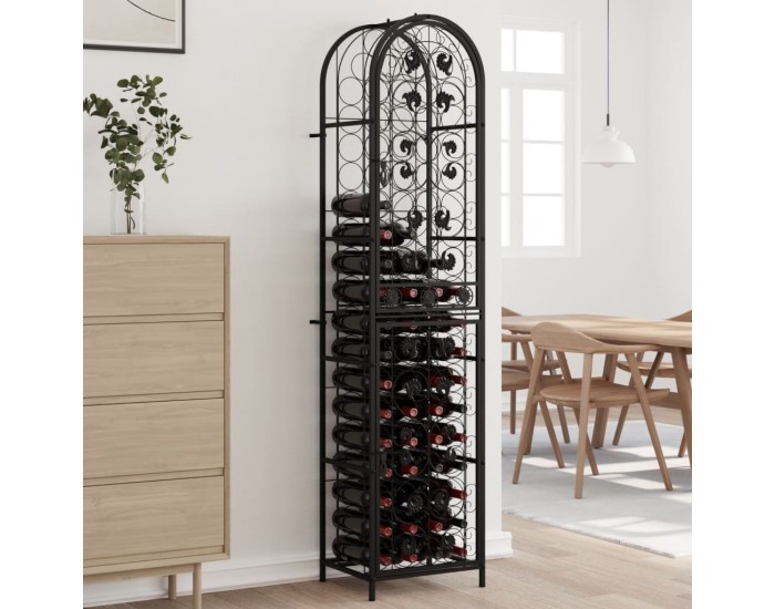 Sonata H Поставка за вино за 73 бутилки черна 45x36x200 см ковано желязо