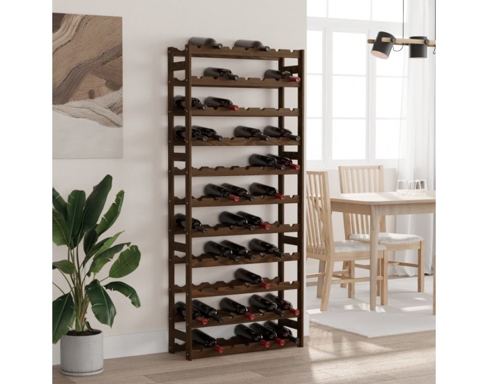Sonata H Стойка за вино за 77 бутилки, кафява, бор масив