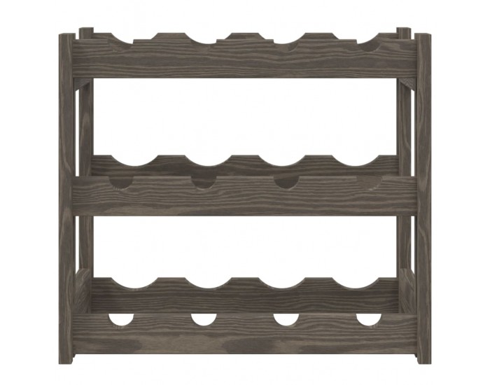 Sonata H Стойка за вино за 12 бутилки, сива, бор масив