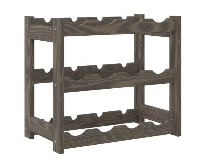 Sonata H Стойка за вино за 12 бутилки, сива, бор масив