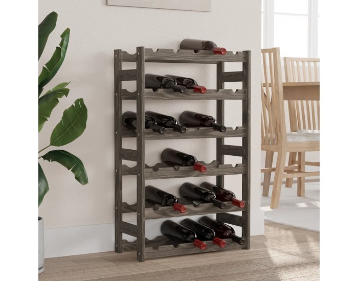 Sonata H Стойка за вино за 30 бутилки, сива, бор масив