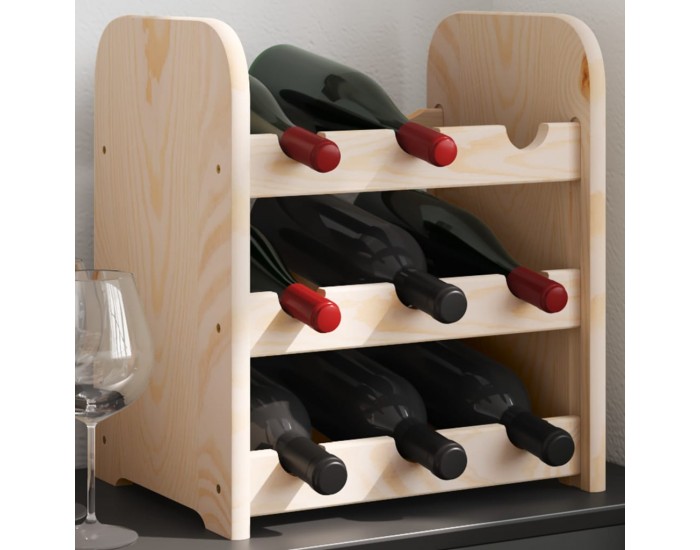 Sonata H Поставка за вино 33x25x37 см масивна чамова дървесина