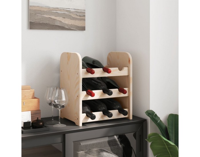 Sonata H Поставка за вино 33x25x37 см масивна чамова дървесина