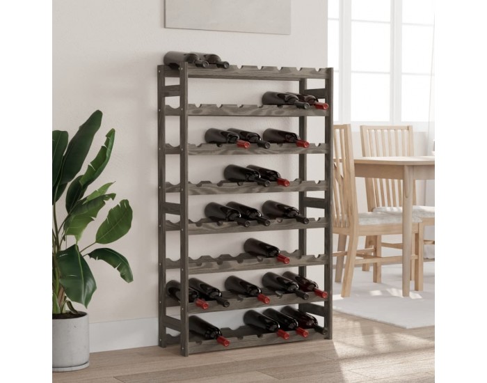 Sonata H Стойка за вино за 56 бутилки, сива, бор масив