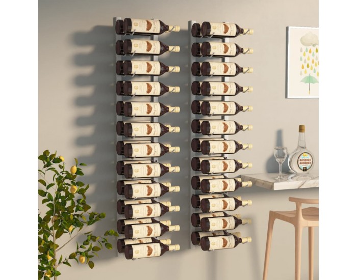Sonata H Стойки за вино за 24 бутилки, стенен монтаж, 2 бр, бели, желязо