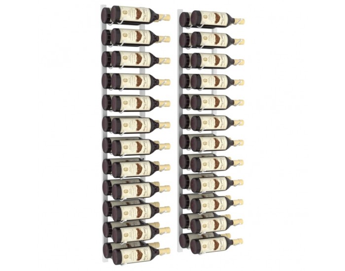 Sonata H Стойки за вино за 24 бутилки, стенен монтаж, 2 бр, бели, желязо