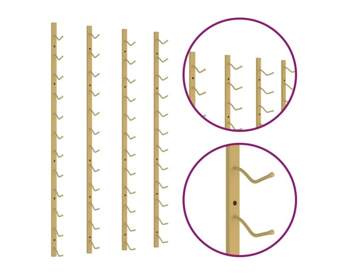 Sonata H Стойки за вино за 12 бутилки стенен монтаж 2 бр златисти желязо