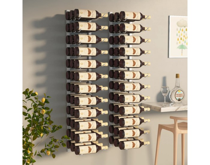 Sonata H Стойки за вино за 36 бутилки, стенен монтаж, 2 бр, бели, желязо