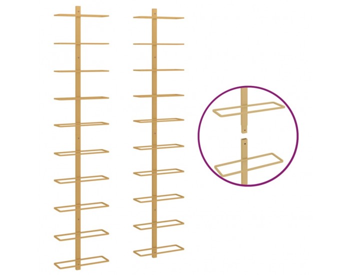 Sonata H Стенни стойки за вино за 10 бутилки 2 бр златисти метални