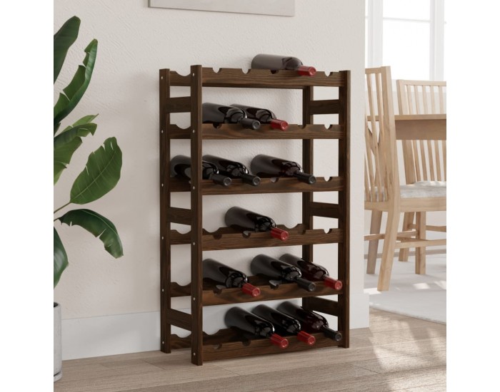 Sonata H Стойка за вино за 30 бутилки, кафява, бор масив