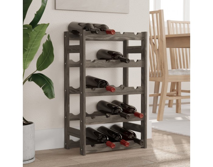 Sonata H Стойка за вино за 20 бутилки, сива, бор масив