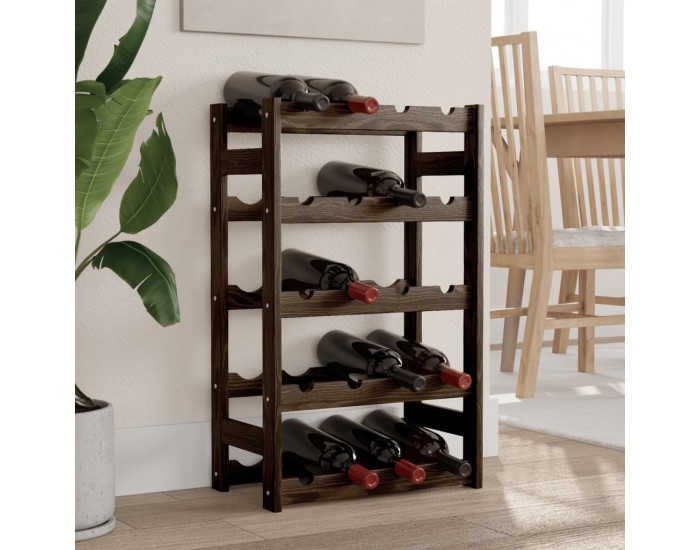 Sonata H Поставка за вино за 20 бутилки, черна, бор масив