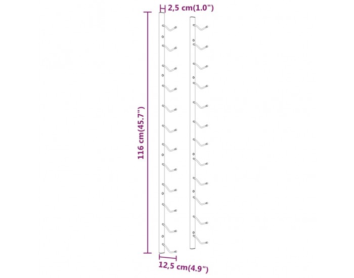 Sonata H Стойка за вино за 12 бутилки, стенен монтаж, златиста, желязо