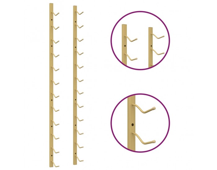 Sonata H Стойка за вино за 12 бутилки, стенен монтаж, златиста, желязо