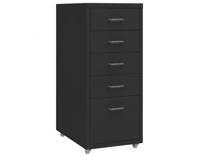Sonata H Мобилен офис шкаф, черен, 28x41x69 см, метал