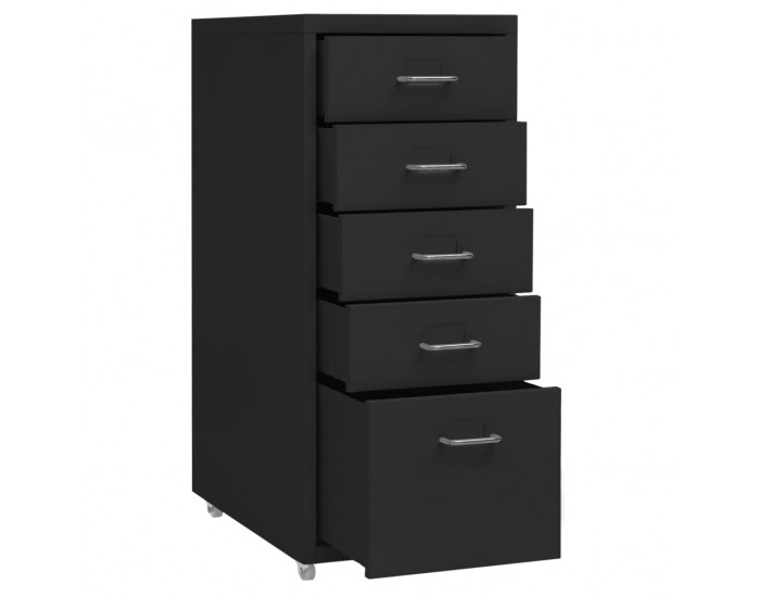 Sonata H Мобилен офис шкаф, черен, 28x41x69 см, метал