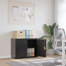 Sonata H Шкаф за папки черен 90x40x70 см стомана - Шкафове, Витрини, Модулни секции