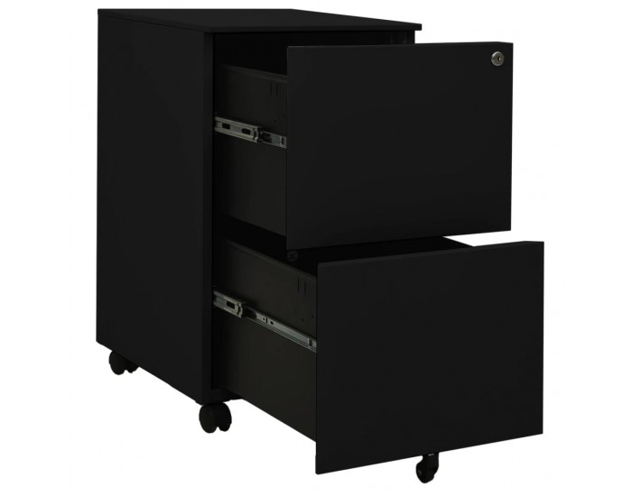 Sonata H Мобилен офис шкаф, черен, 39x45x67см, стомана