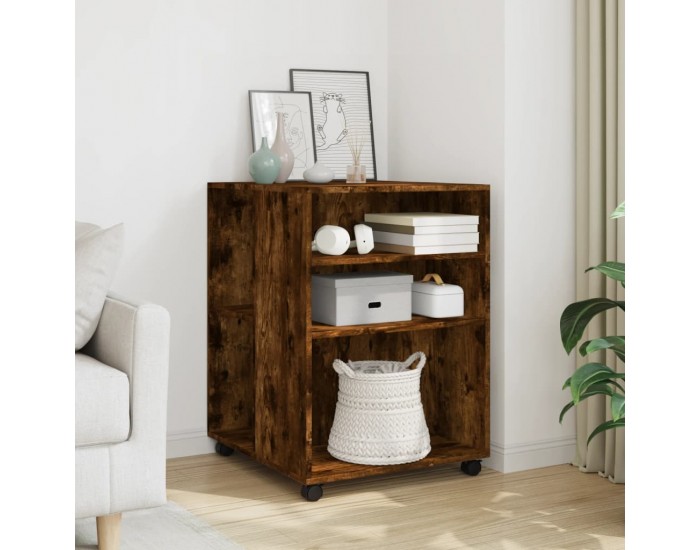 Sonata H Странична маса с колела опушен дъб 55x60x78 см инженерно дърво