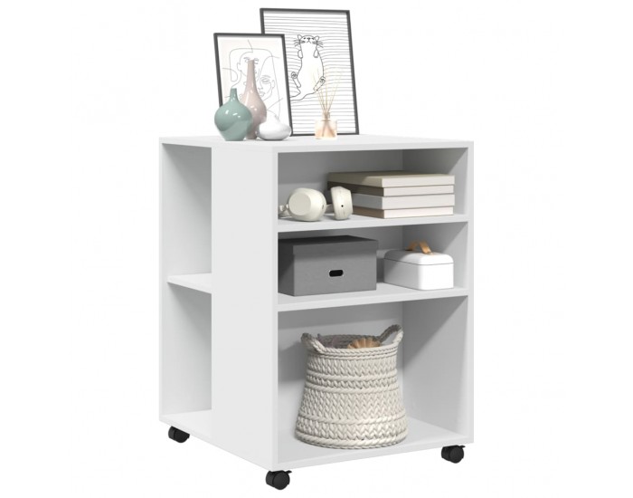 Sonata H Помощна маса с колелца бяла 55x60x78 см инженерно дърво