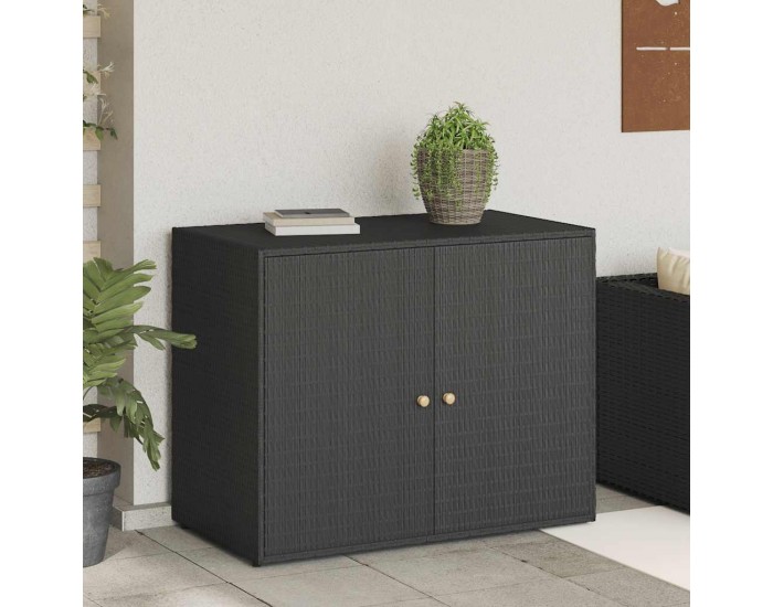 Sonata H Градински шкаф за съхранение, черен, 100x55,5x80 см, полиратан
