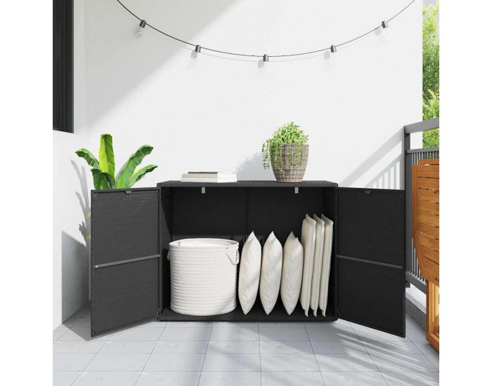 Sonata H Градински шкаф за съхранение, черен, 100x55,5x80 см, полиратан