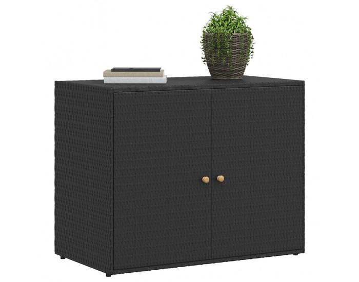 Sonata H Градински шкаф за съхранение, черен, 100x55,5x80 см, полиратан