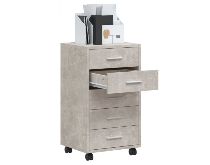 Sonata H Шкаф с чекмеджета с колелца бетонно сиво инженерно дърво