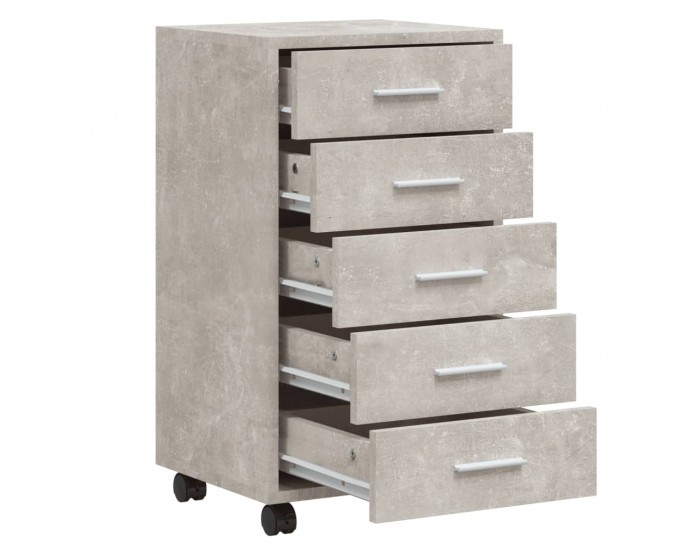 Sonata H Шкаф с чекмеджета с колелца бетонно сиво инженерно дърво