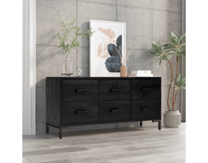 Sonata H Шкаф за съхранение, черен, 110x30x45 см, бор масив