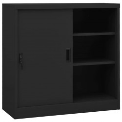 Sonata H Офис шкаф с плъзгаща се врата, антрацит, 90x40x90 см, стомана - Гардероби