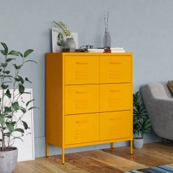 Sonata H Шкаф с чекмеджета, горчица, 80х35х101,5 см, стомана Sonata H Шкаф с чекмеджета, горчица, 80х35х101,5 см, стомана - Гардероби