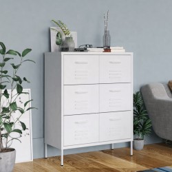 Sonata H Шкаф с чекмеджета, бял, 80х35х101,5 см, стомана Sonata H Шкаф с чекмеджета, бял, 80х35х101,5 см, стомана - Гардероби