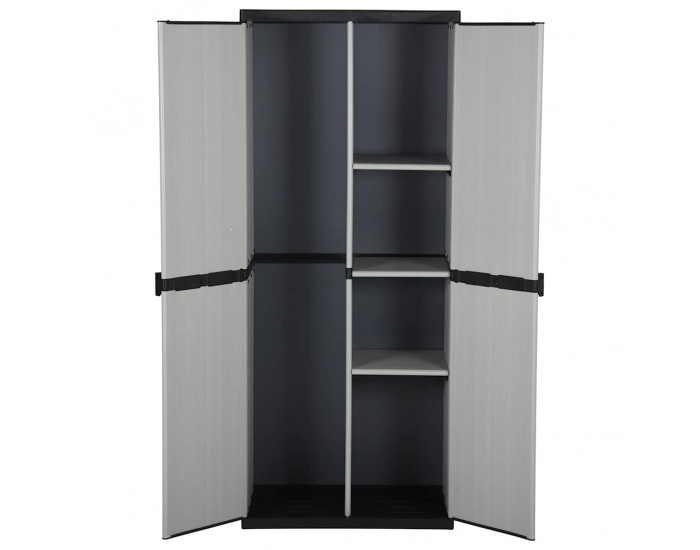 Sonata H Градински шкаф за съхранение с 3 рафта сиво-черен 68x40x168 см