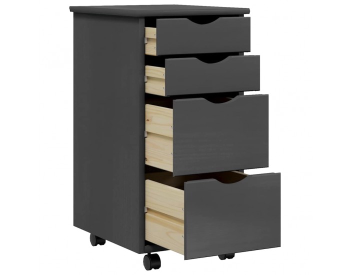 Sonata H Шкаф с чекмеджета на колелца MOSS, сив, бор масив