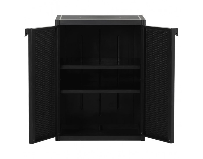 Sonata H Градински шкаф за съхранение, черен, 65х45х88 см, PP ратан