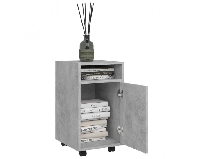 Sonata H Страничен шкаф с колела бетонно сив 33x38x60 см инженерно дърво